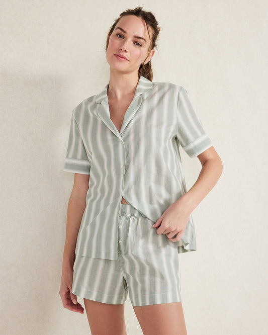 ORGANIC COTTON POPLIN STRIPE PAJAMA SET | Talbots