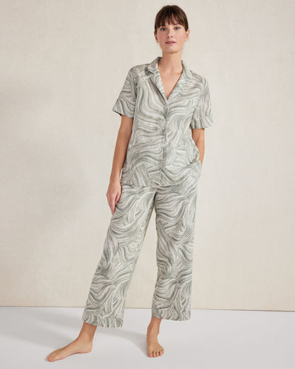 ORGANIC COTTON LINEN WATERCOLOR PAJAMA SHIRT | Talbots