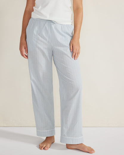 ORGANIC COTTON POPLIN STRIPED PAJAMA PANTS | Talbots