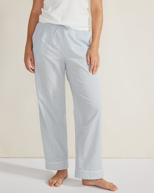 ORGANIC COTTON POPLIN STRIPED PAJAMA PANTS | Talbots