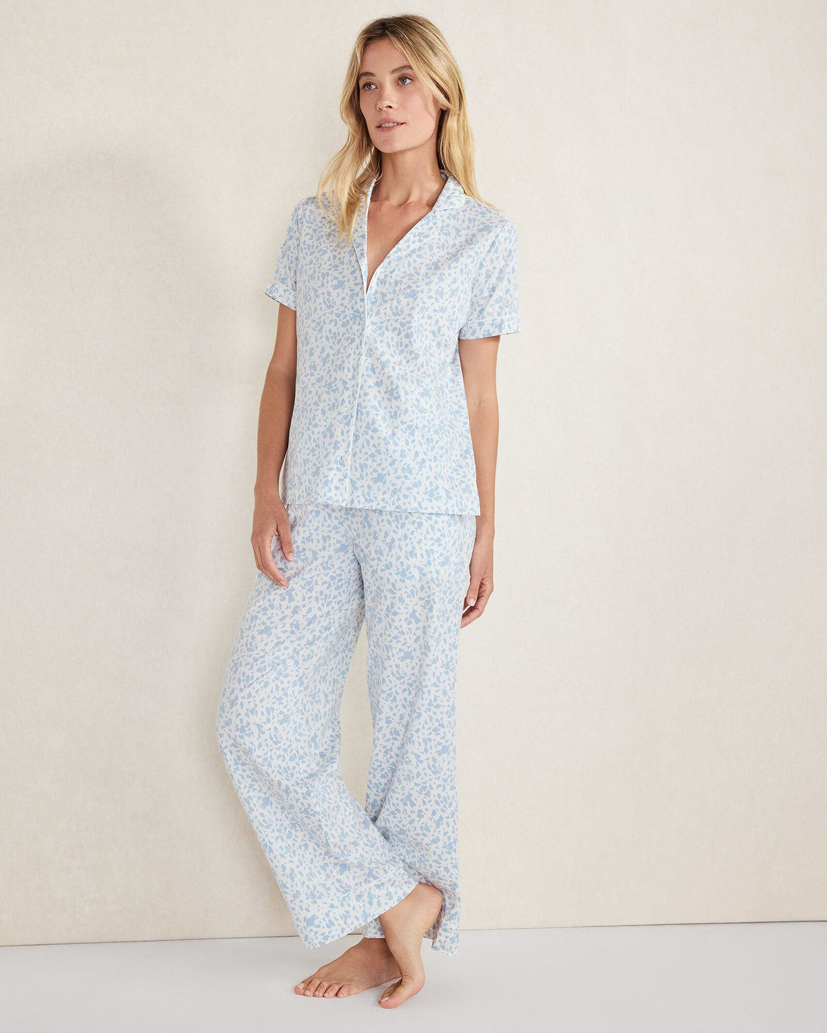 ORGANIC COTTON JERSEY MIRAGE PAJAMA SHIRT | Talbots