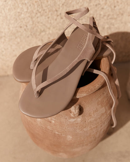 SUEDE WRAP-UP THONG SANDALS | Talbots