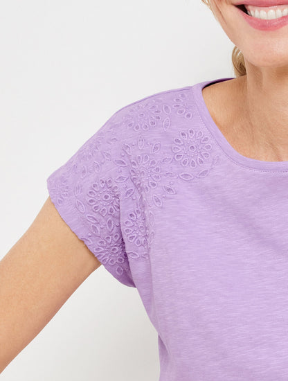 EMBROIDERED DROPPED SHOULDER TEE | Talbots