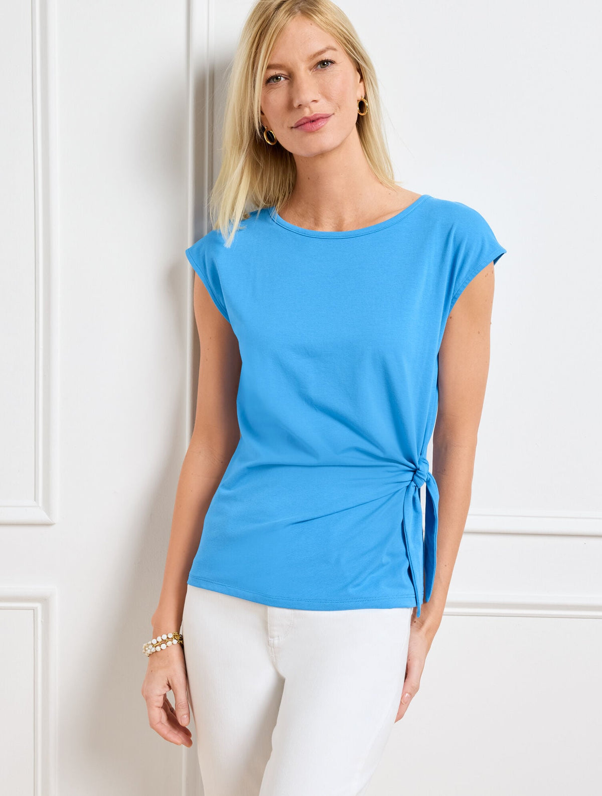 SIDE TIE CREWNECK TEE | Talbots