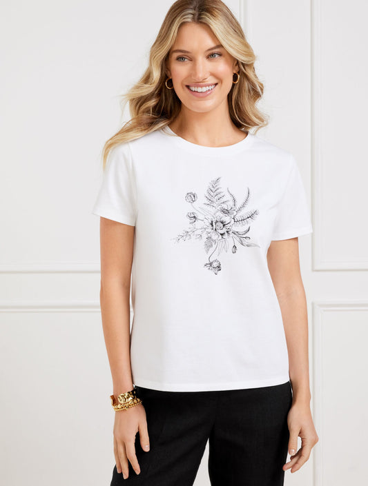 CREWNECK TEE - FLORAL | Talbots