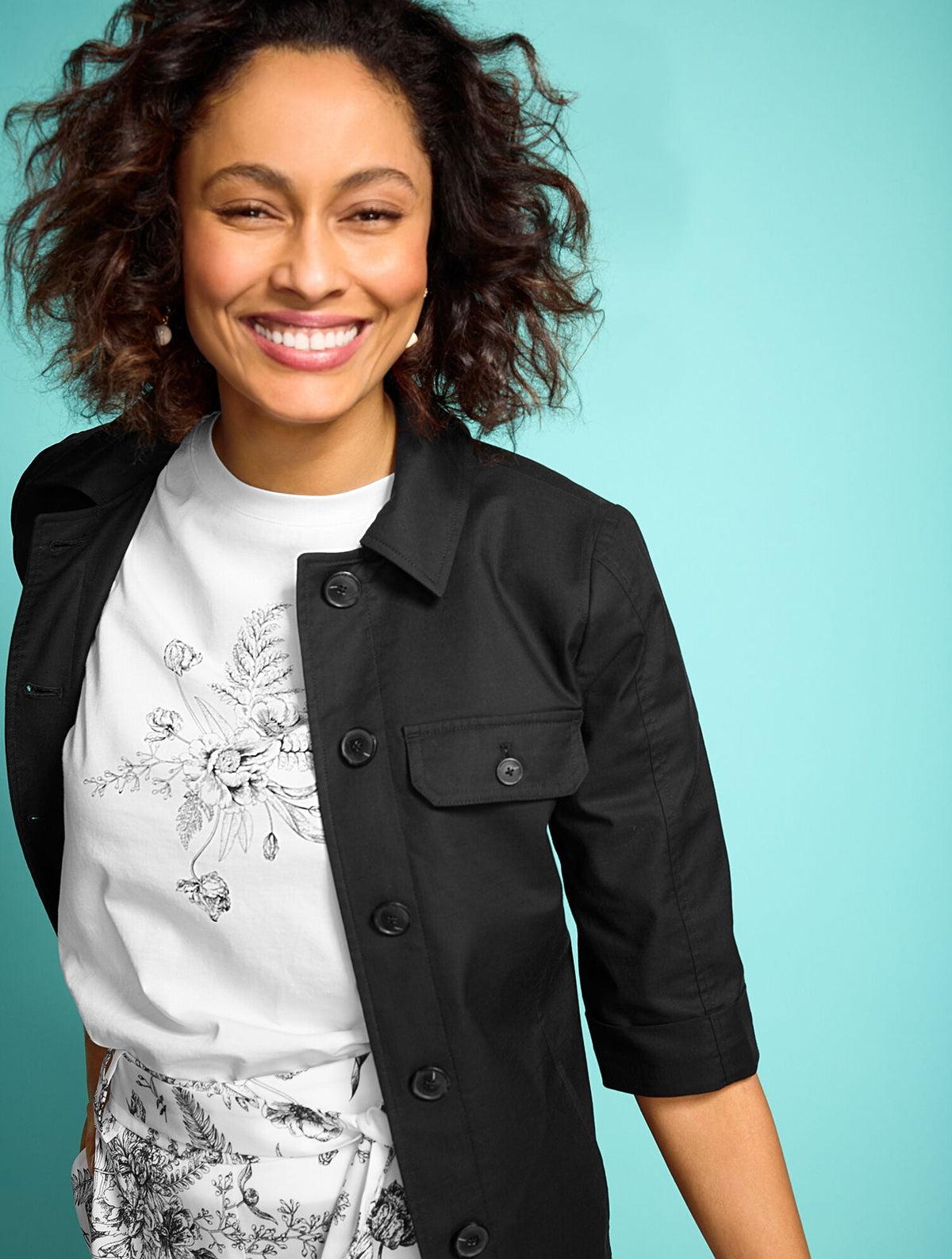 CREWNECK TEE - FLORAL | Talbots