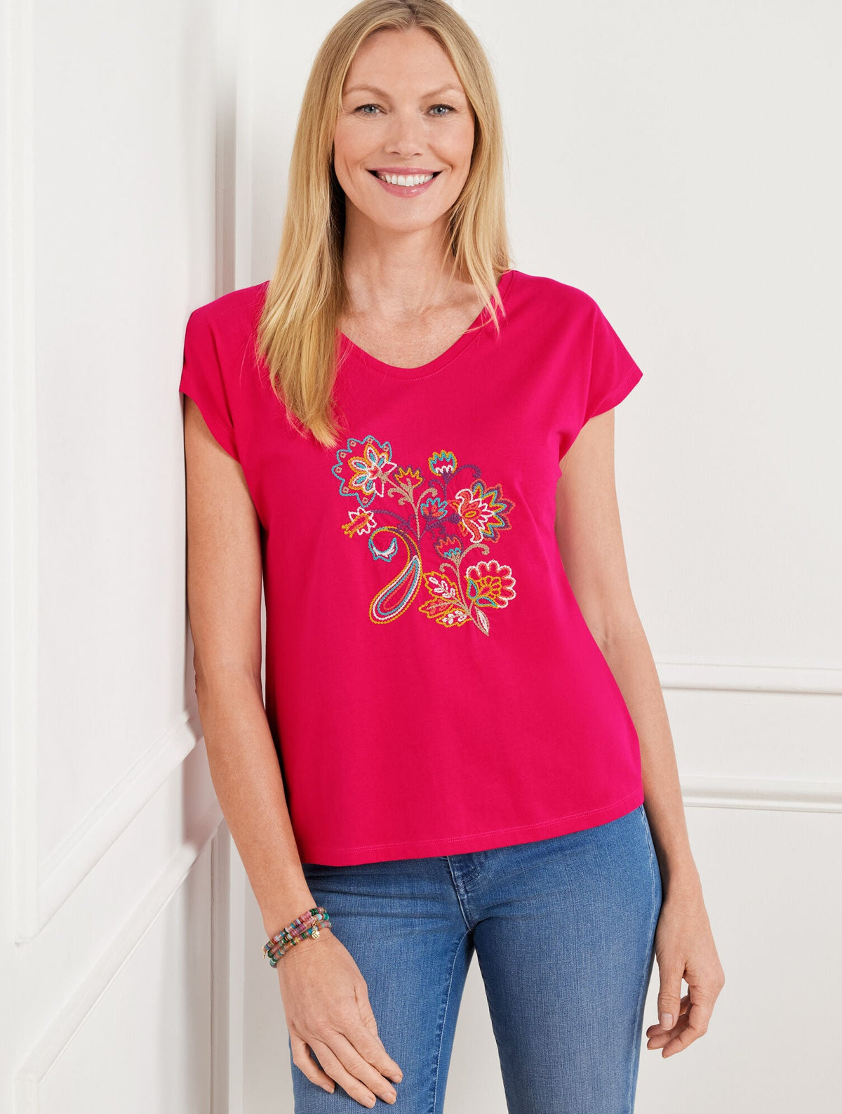 FLORAL SHORT SLEEVE TEE | Talbots