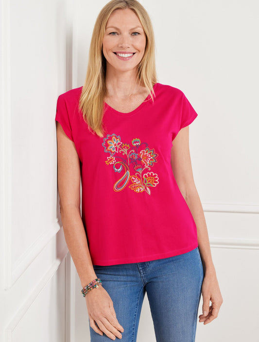 FLORAL SHORT SLEEVE TEE | Talbots