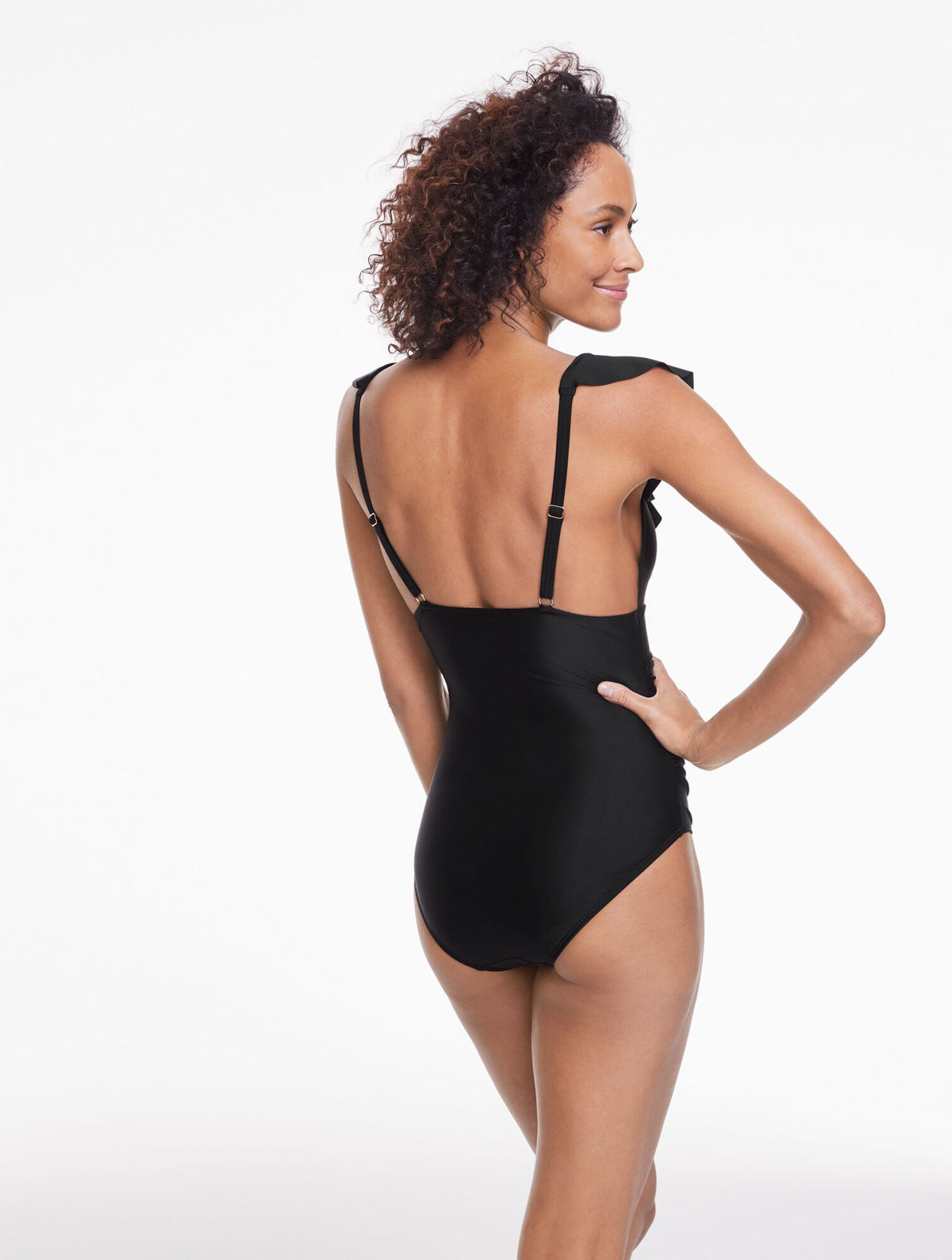 AQUA CLUB RUFFLE V-NECK ONE-PIECE SWIMSUIT | Talbots