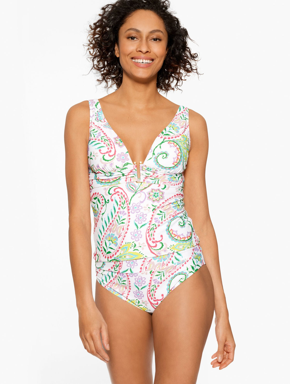 AQUA CLUB V-NECK TANKINI - ISLAND PAISLEY | Talbots