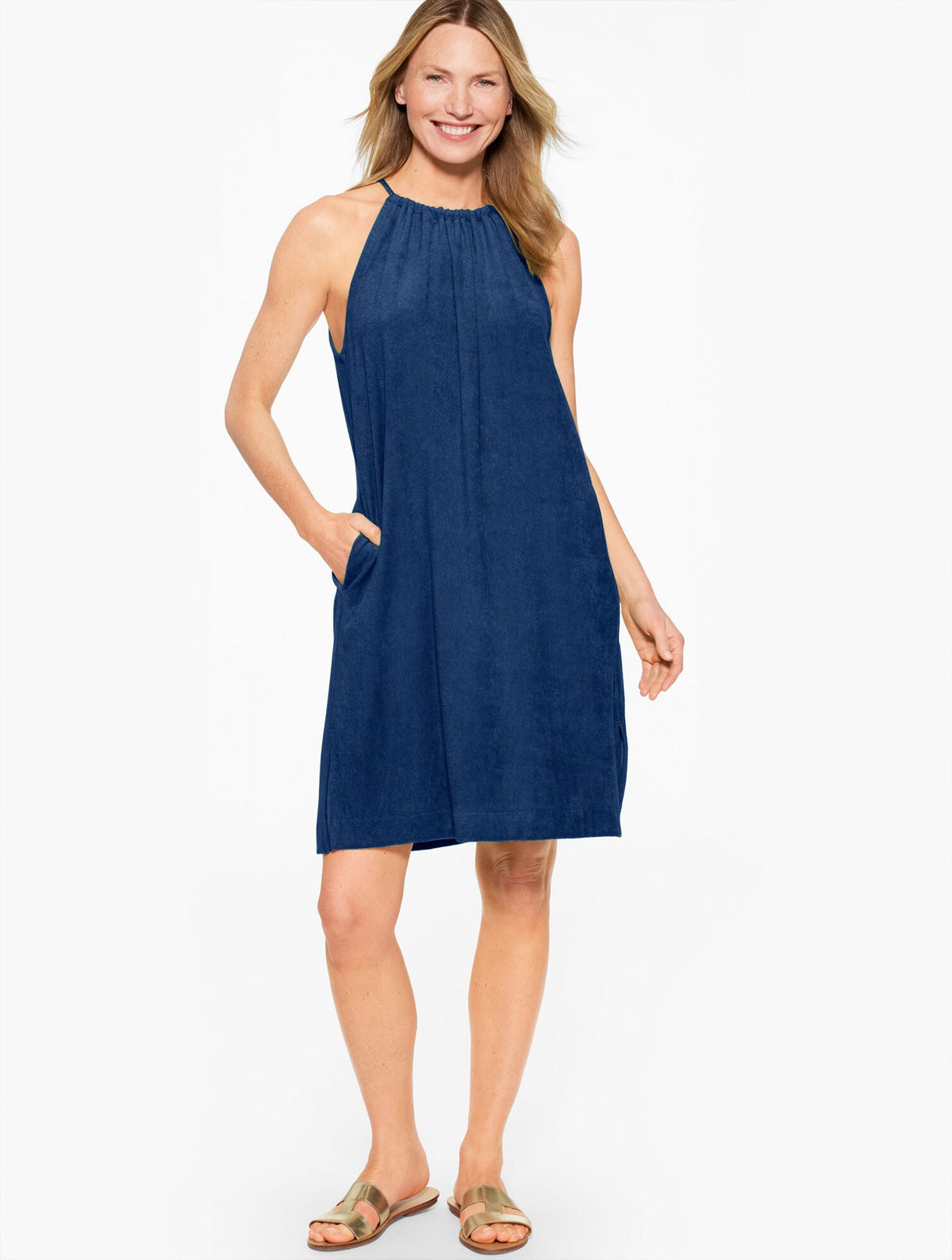 AQUA CLUB TERRY GATHERED DRESS COVER-UP | Talbots