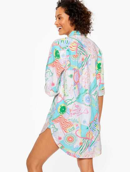 AQUA CLUB GAUZE SHIRT COVER-UP - CÔTE D'AZUR | Talbots