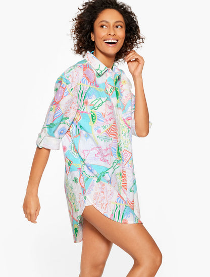 AQUA CLUB GAUZE SHIRT COVER-UP - CÔTE D'AZUR | Talbots