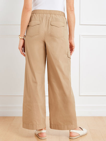 WIDE LEG CARGO POPLIN PANTS | Talbots