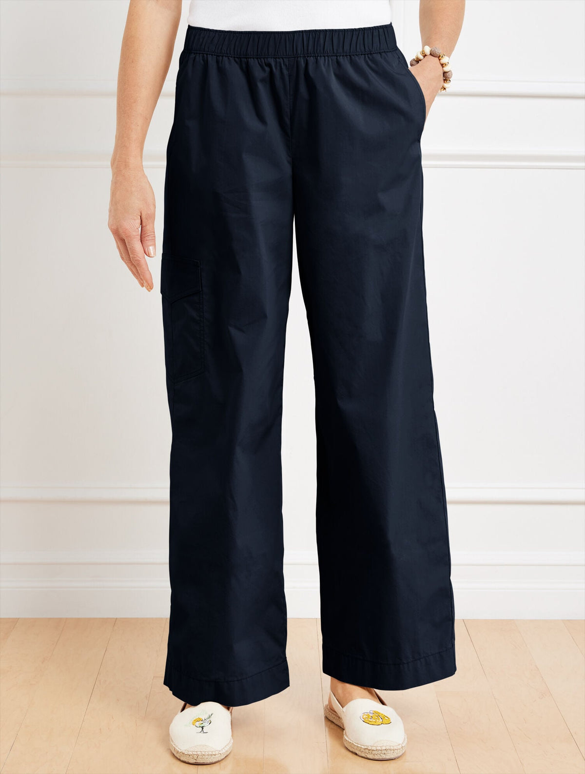 WIDE LEG CARGO POPLIN PANTS | Talbots