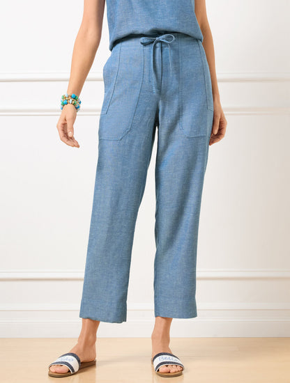 STRAIGHT CROP DRAWSTRING PANTS | Talbots