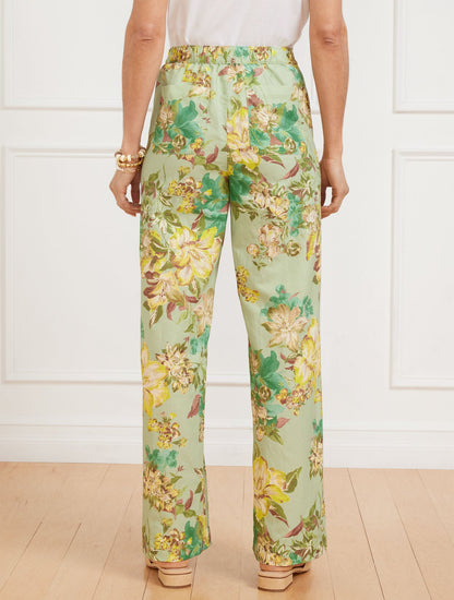 WIDE LEG WASHED LINEN PANTS - DYNAMIC FLORAL | Talbots
