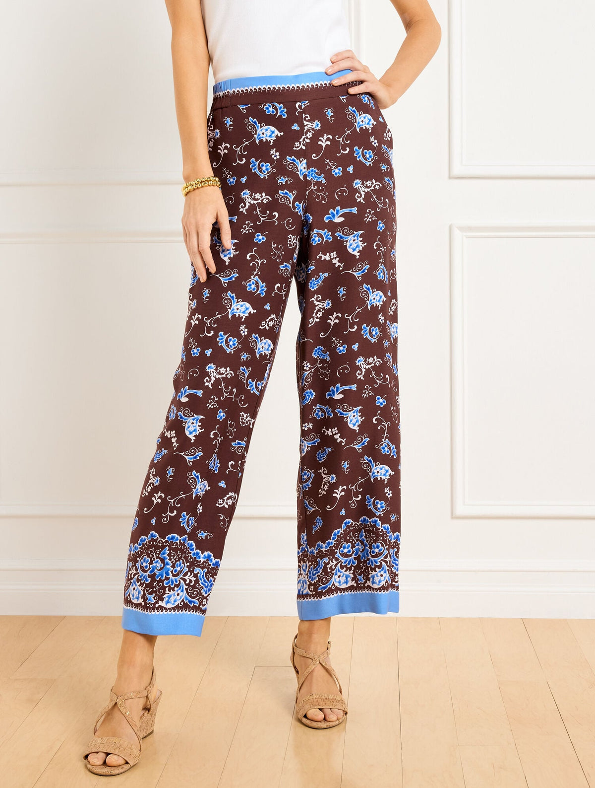 WIDE CROP PULL-ON PANTS - SPLENDID SWIRLS | Talbots