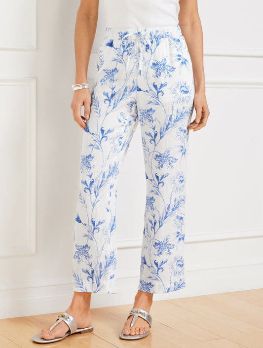 STRAIGHT ANKLE PANTS - OCEAN FLORA | Talbots