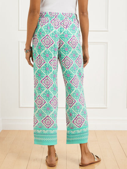STRAIGHT ANKLE PULL-ON PANTS - MONACO TILES | Talbots