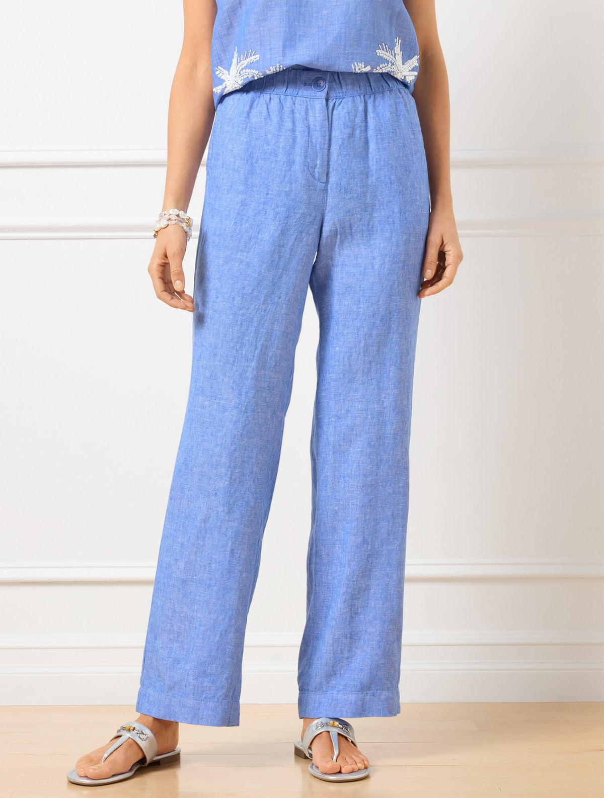 WIDE LEG WASHED LINEN PANTS - CROSS-DYED | Talbots