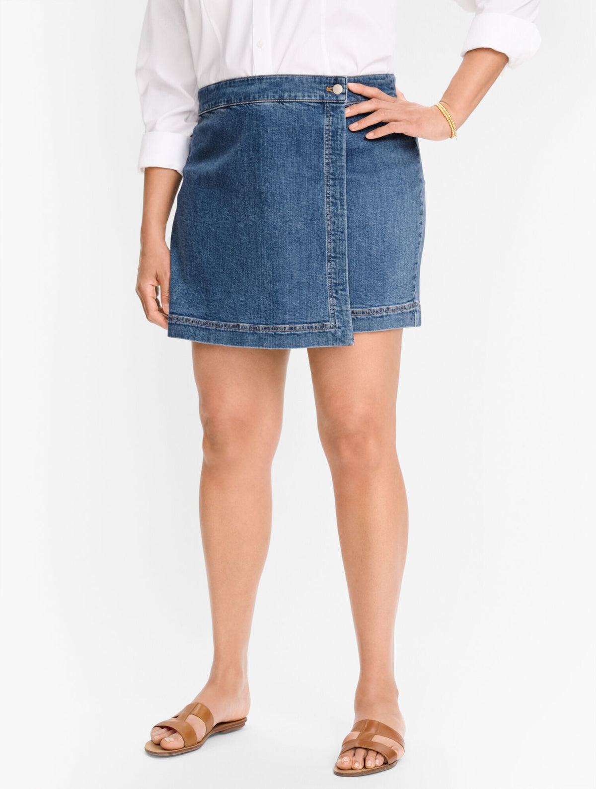 PLUS EXCLUSIVE SUMMERWEIGHT DENIM SKORT - ALESSIA WASH | Talbots