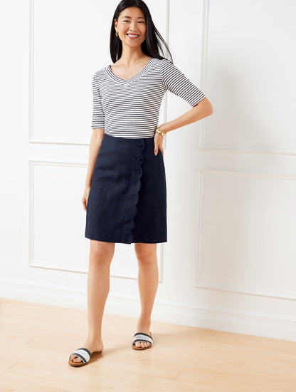 SCALLOP WRAP LINEN SKIRT | Talbots