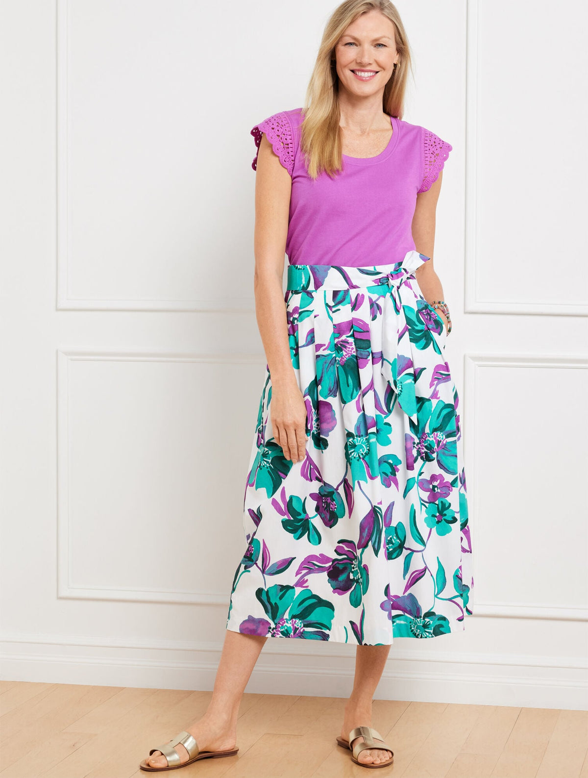 PIPER PLEATED SKIRT - PAINTED BLOOMS | Talbots
