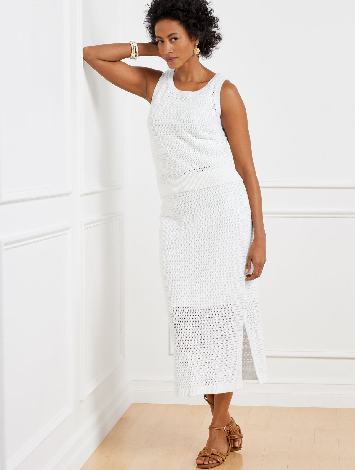 CROCHET POINTELLE MIDI SKIRT | Talbots
