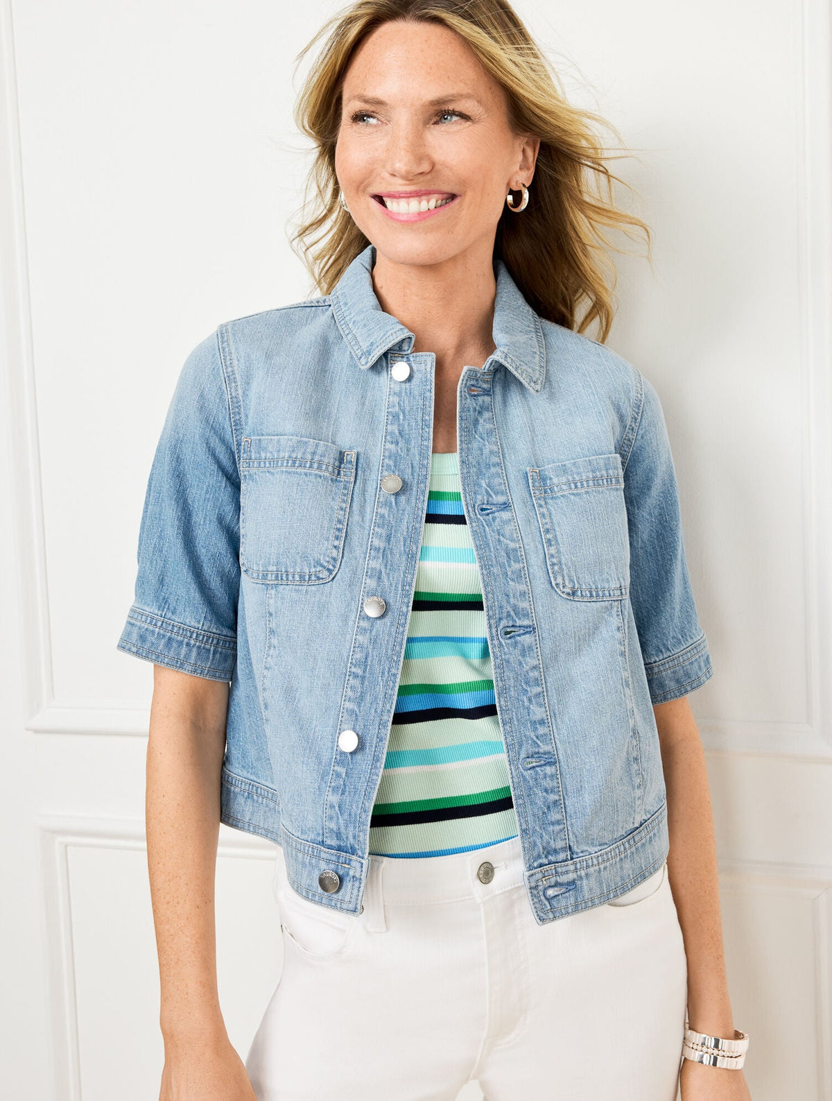 SHORT SLEEVE JEAN JACKET - MEGHAN WASH | Talbots