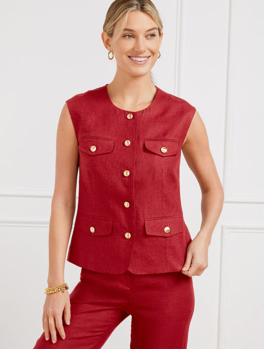 CLASSIC LINEN SHORT VEST | Talbots
