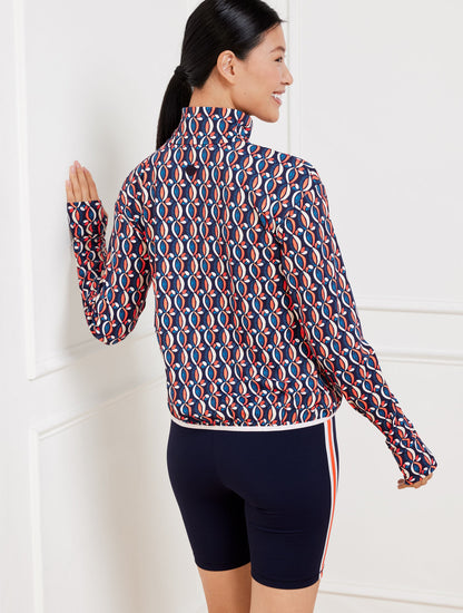 PERFORMANCE INTERLOCK HALF-ZIP PULLOVER - PINWHEEL GEO | Talbots