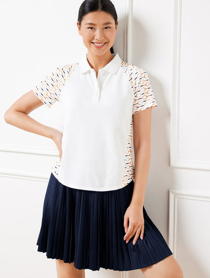 PIQUÉ SHORT SLEEVE POLO - TENNIS RACKET | Talbots