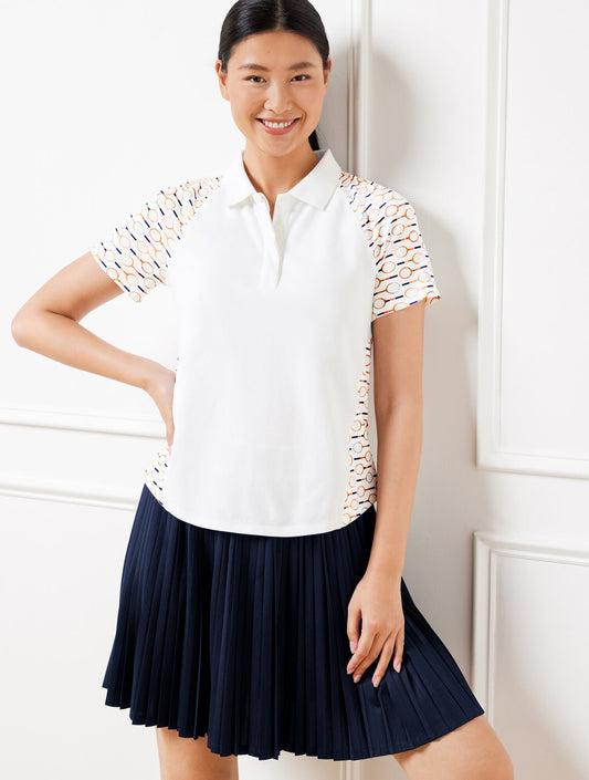 PIQUÉ SHORT SLEEVE POLO - TENNIS RACKET | Talbots