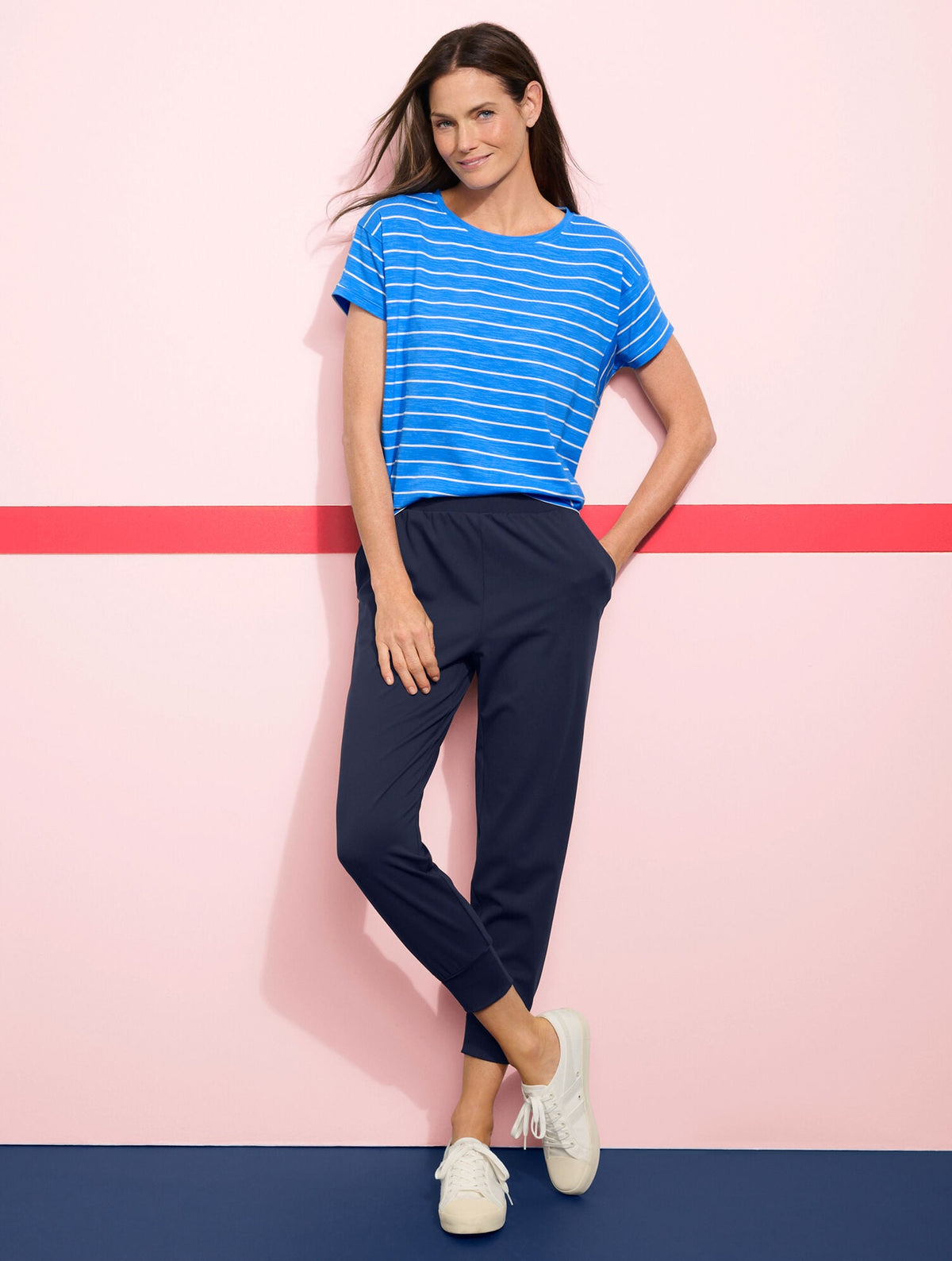 SUPERSOFT SLUB CREWNECK TEE - BASELINE STRIPE | Talbots