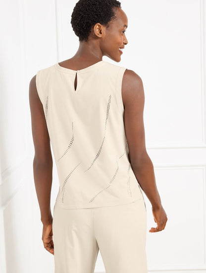 LIGHTWEIGHT WOVEN STRETCH TANK - LASER CUT | Talbots