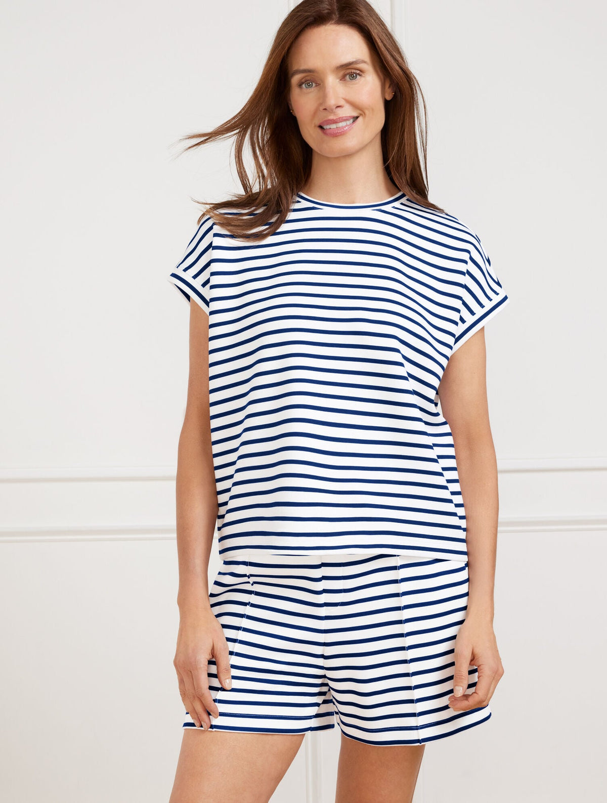 AIRKNIT STRETCH CREWNECK TEE - ACE STRIPE | Talbots
