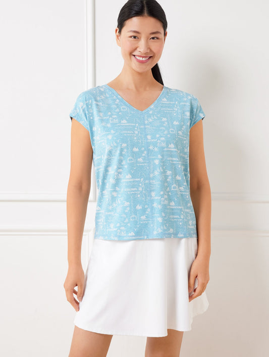 SUPERSOFT JERSEY V-NECK TEE - SEASIDE VILLA | Talbots