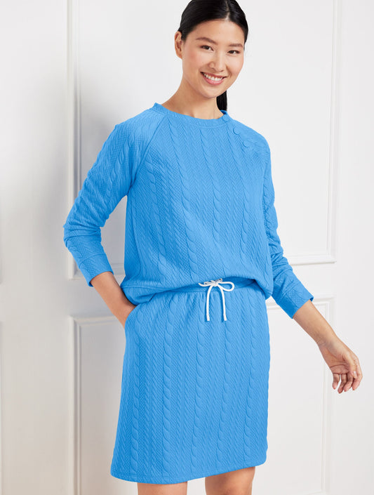 CABLE JACQUARD SNAP BUTTON SWEATSHIRT | Talbots