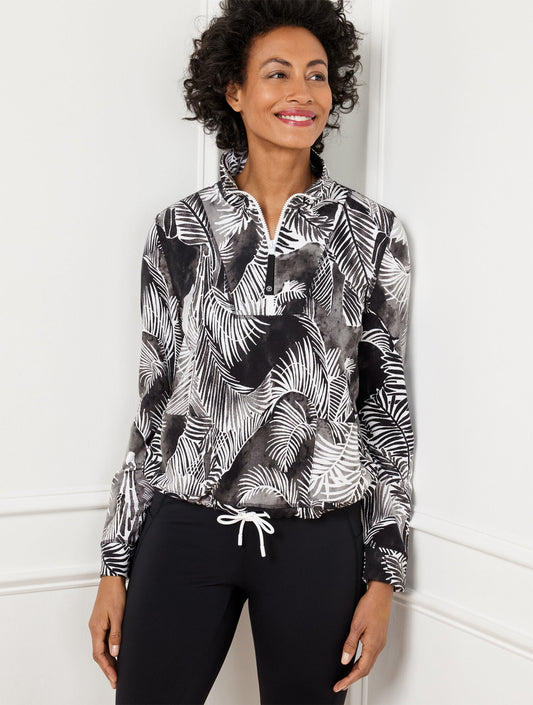 DRAWCORD HEM PULLOVER - BREEZY PALMS | Talbots