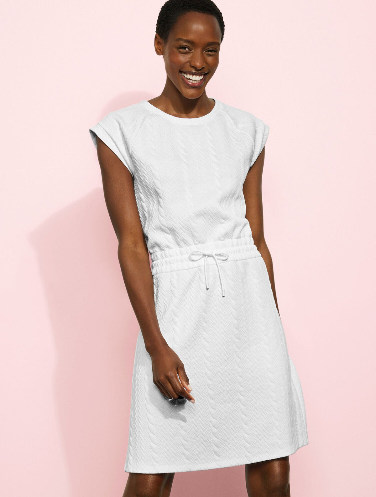 CREWNECK T-SHIRT DRESS - CABLE JACQUARD | Talbots