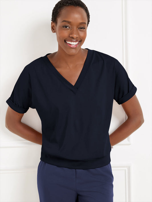 LUXE JERSEY V-NECK TEE | Talbots