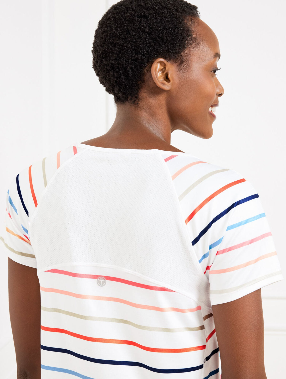 COOL SLUB ACTIVE SHORT SLEEVE TEE - MATCH STRIPE | Talbots