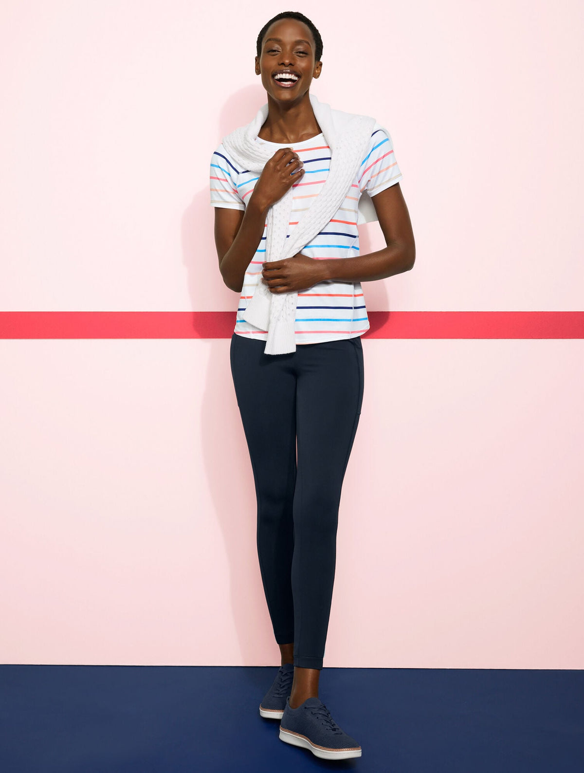 COOL SLUB ACTIVE SHORT SLEEVE TEE - MATCH STRIPE | Talbots