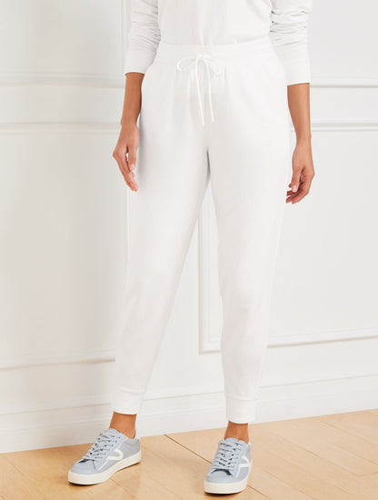MODAL FRENCH TERRY CLASSIC EMBROIDERED CREST JOGGERS | Talbots