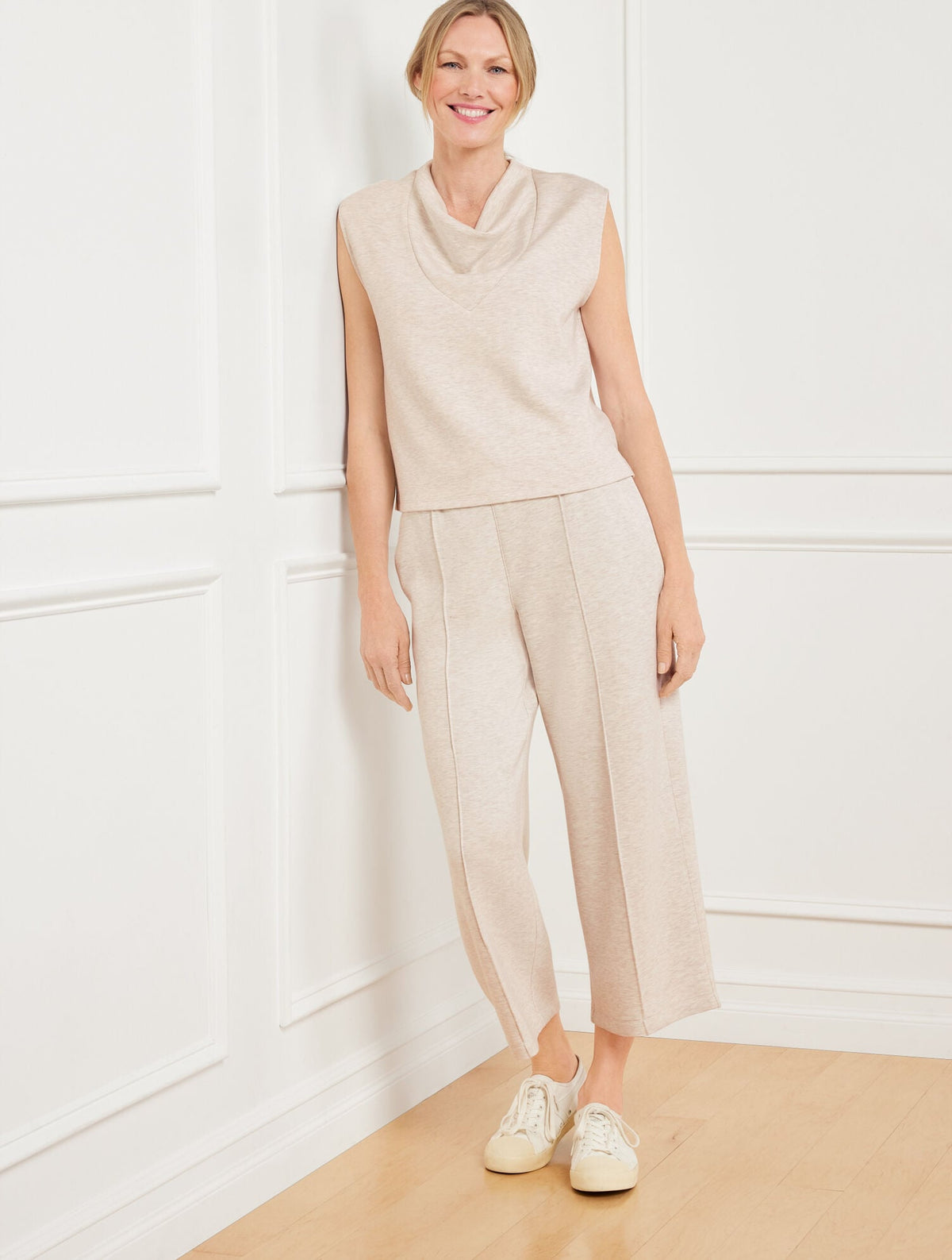 AIRKNIT STRETCH HEATHERED COWL-NECK TANK | Talbots