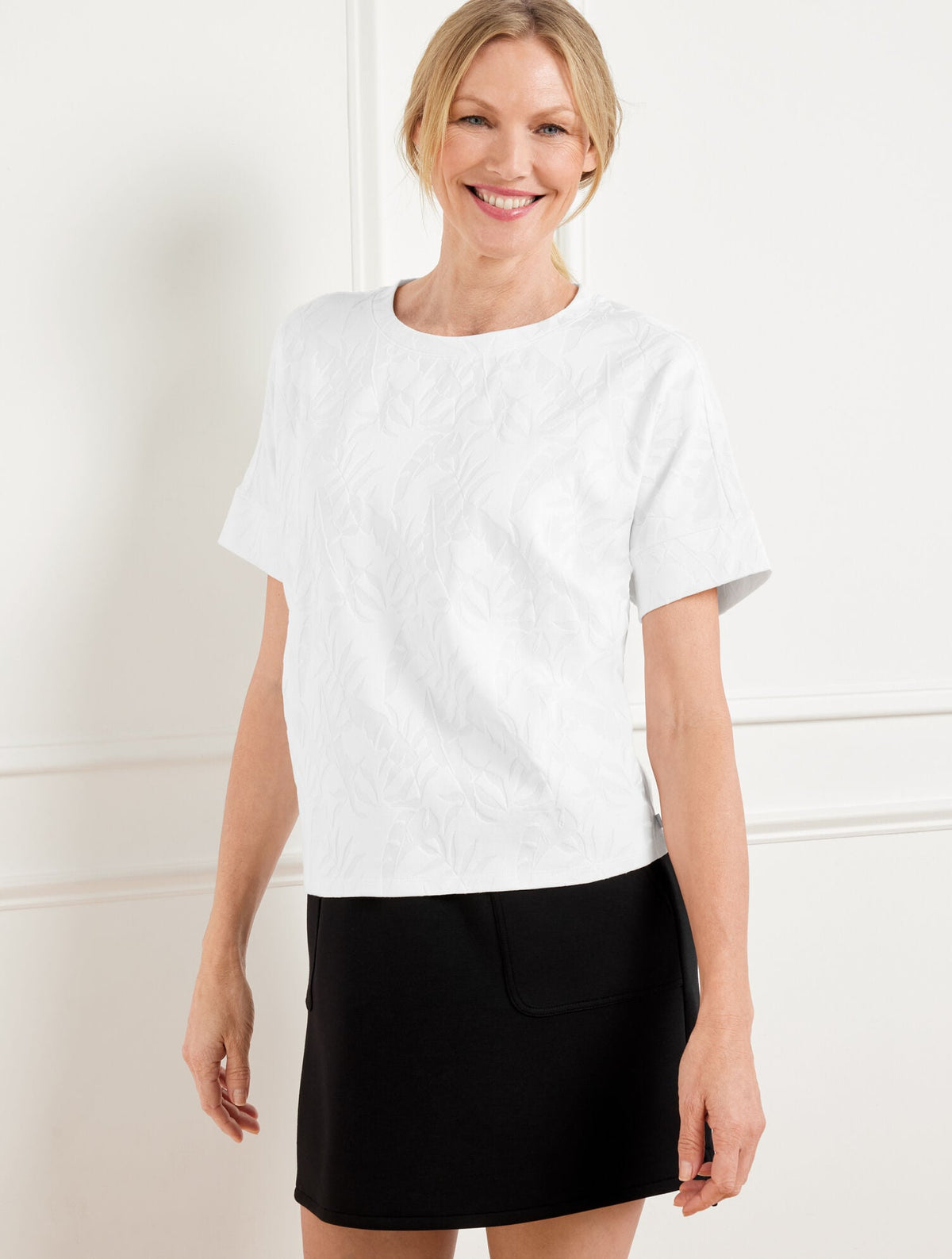 JACQUARD CREWNECK TEE - BOTANICAL BLISS | Talbots
