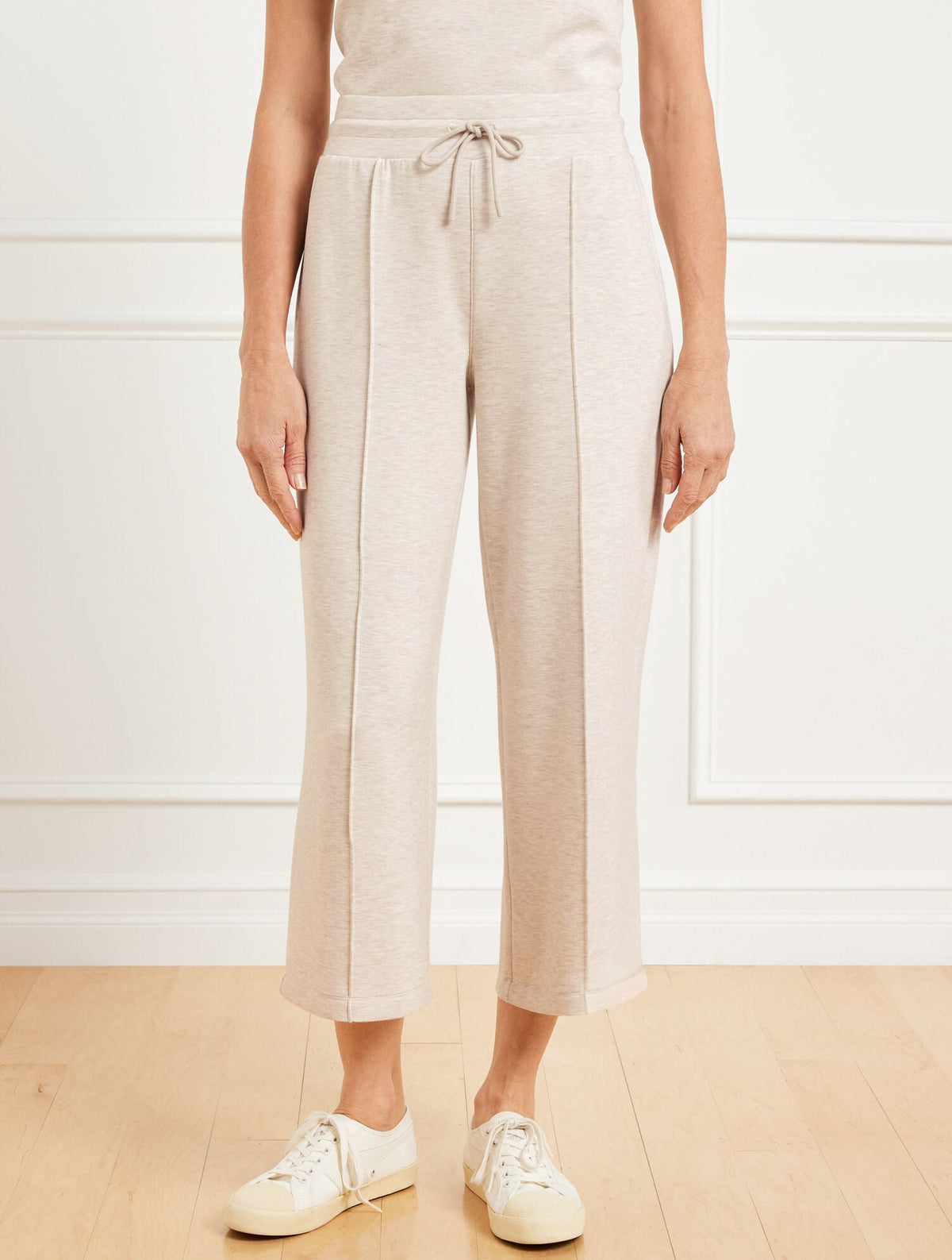 AIRKNIT STRETCH WIDE CROP PANTS - HEATHERED | Talbots