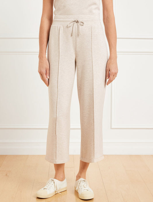 AIRKNIT STRETCH WIDE CROP PANTS - HEATHERED | Talbots