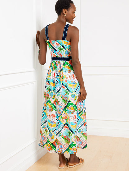 MODERN POPLIN FIT & FLARE DRESS - SUMMER VISTA | Talbots
